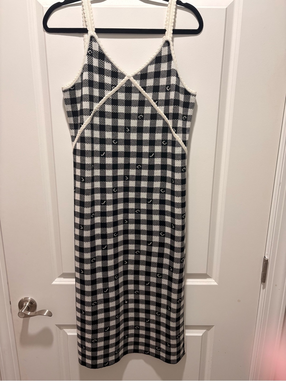 Juicy Couture Black and White Gingham Knit Slip Dress